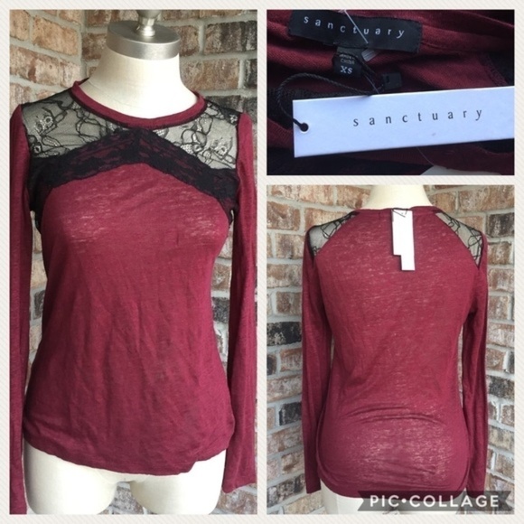 Sanctuary Lace Linen/Nylon Long Sleeves Top XS - Picture 2 of 8